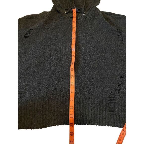 American Eagle Distressed Ripped Cropped Hoodie Zombie Destroyed Sweatshirt - Picture 12 of 14